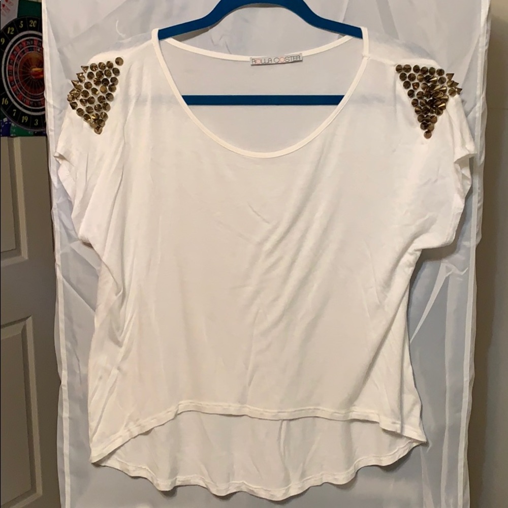White gold studded tee